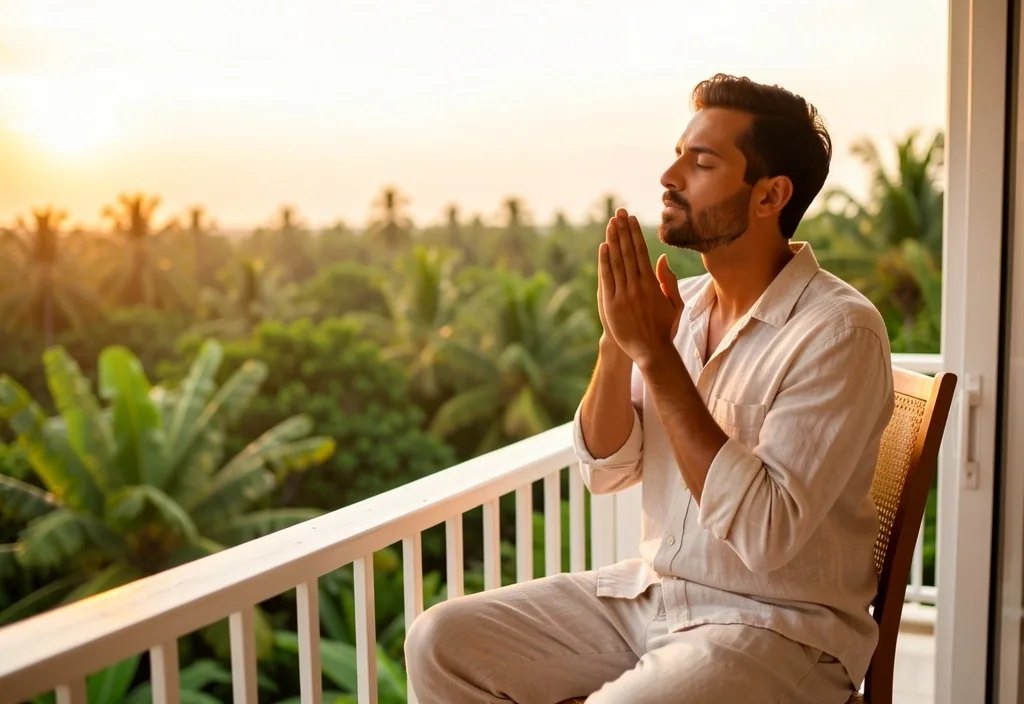 Man doing breathing exercise